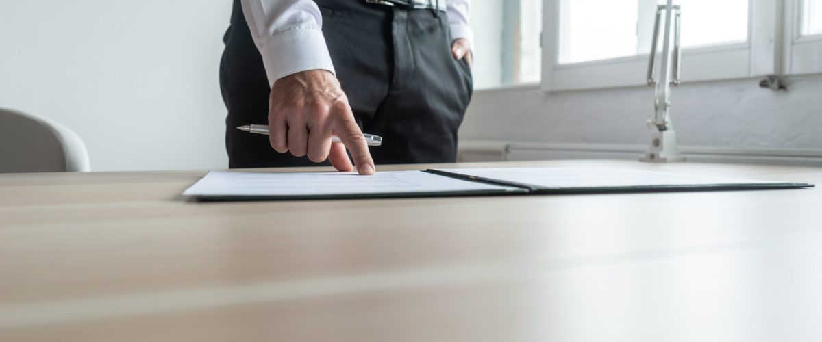 Businessman pointing to a document